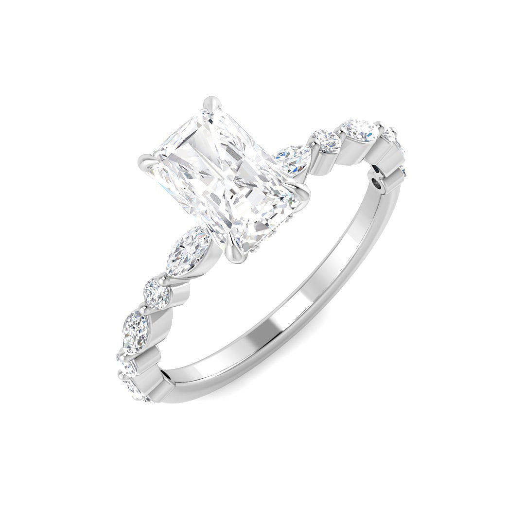Platinum Marquise and Radiant Lab Grown Diamond Ring 1