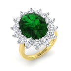 18ct Two Tone Oval Emerald and Diamond Ring 1