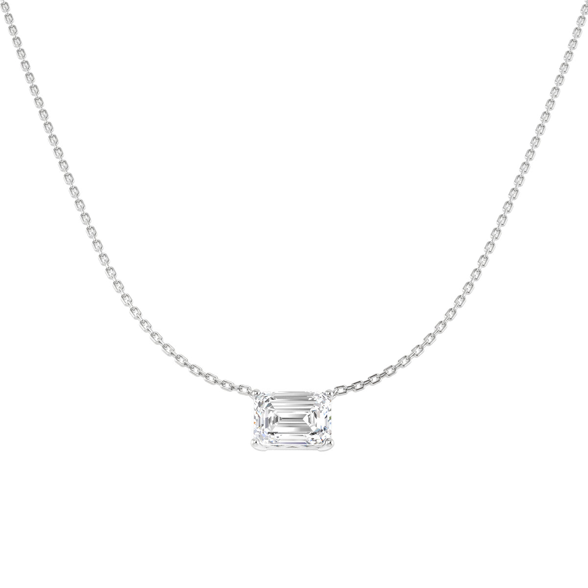 9ct White Gold Emerald Cut Lab Grown Diamond Necklace 1