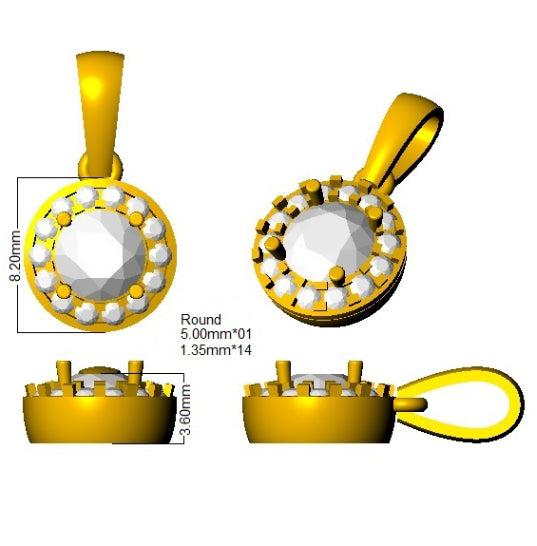 9ct Yellow Gold Round Lab Grown Diamond Pendant 2