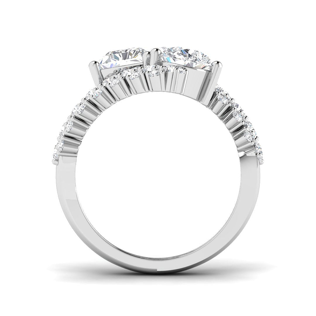 18ct White Gold Emerald Cut and Pear Lab Grown Diamond Ring 2