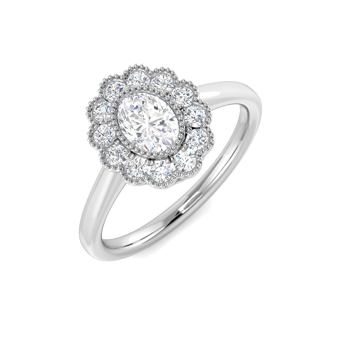 9ct White Gold Oval Diamond Ring 1