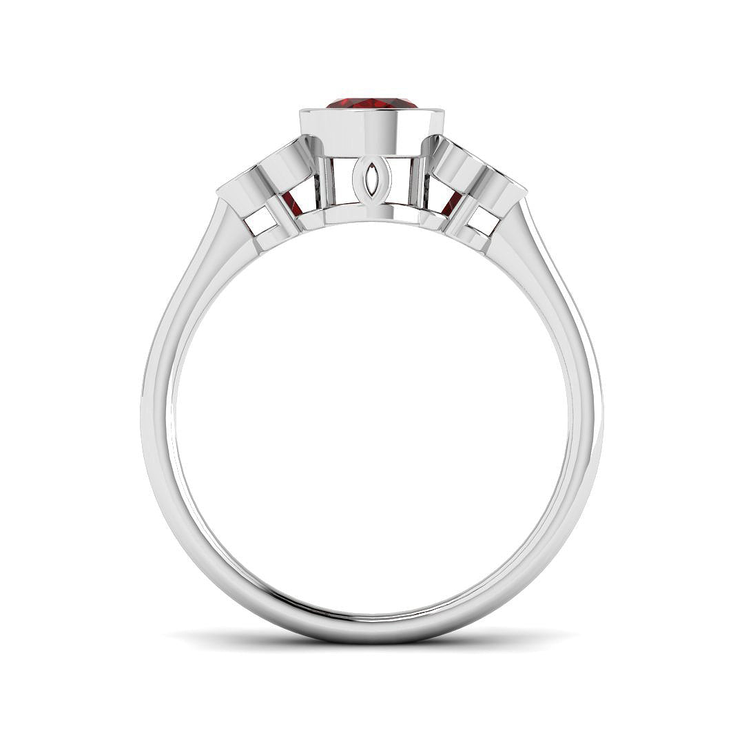 9ct White Gold Oval Ruby and Diamond Ring 2