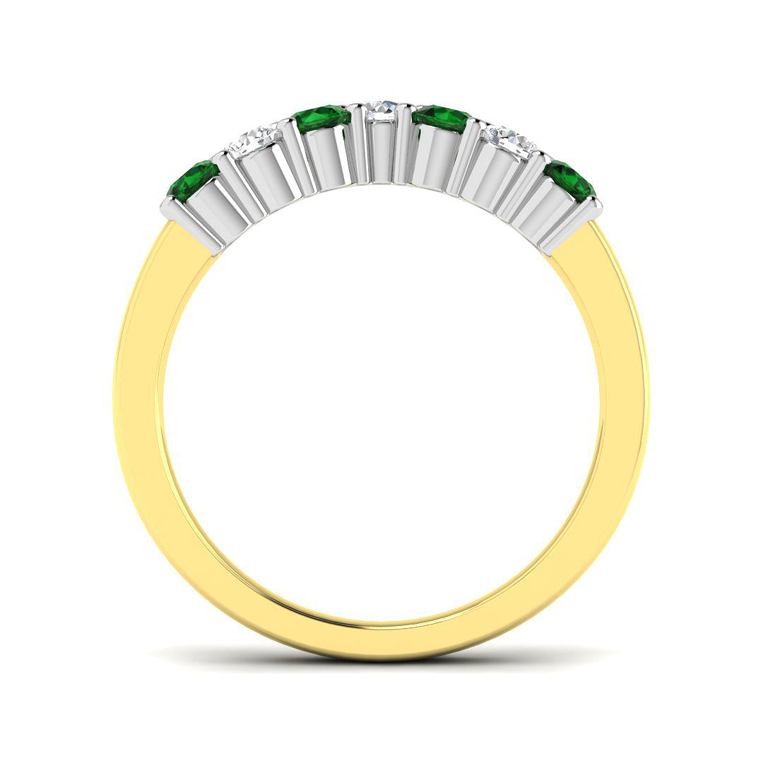 9ct Two Tone Round Emerald and Diamond Ring 2