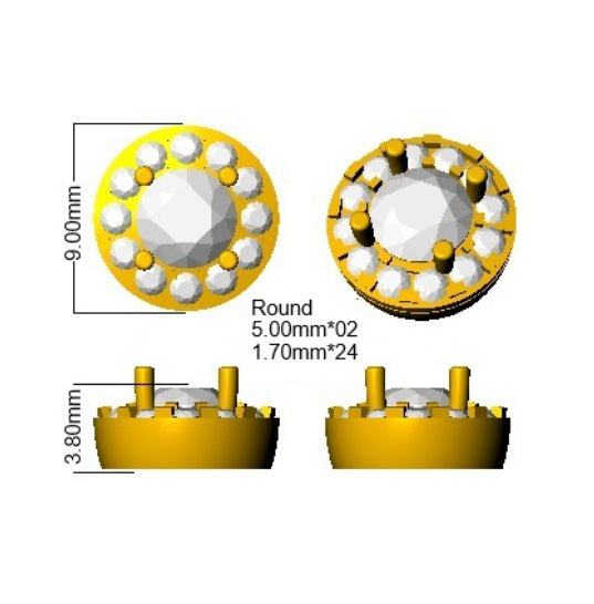 9ct Yellow Gold Round Lab Grown Diamond Earrings 2