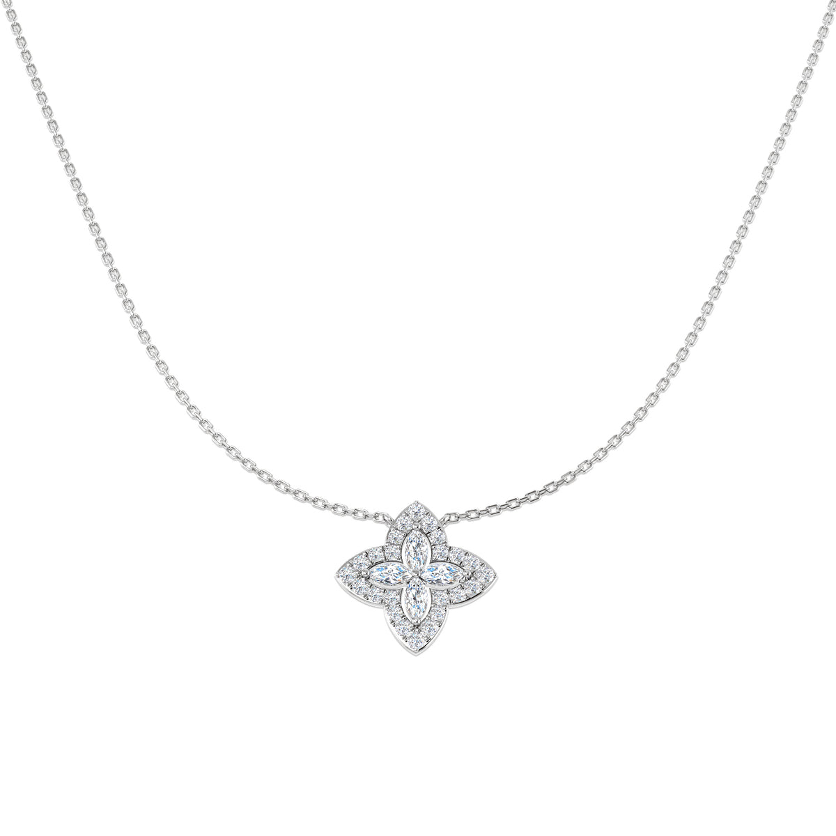 9ct White Gold Marquise Lab Grown Diamond Necklace 1