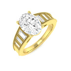 9ct Yellow Gold Baguette and Oval Lab Grown Diamond Ring 1