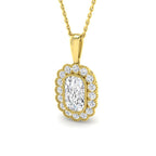 9ct Yellow Gold Cushion Old Cut Lab Grown Diamond Pendant 1