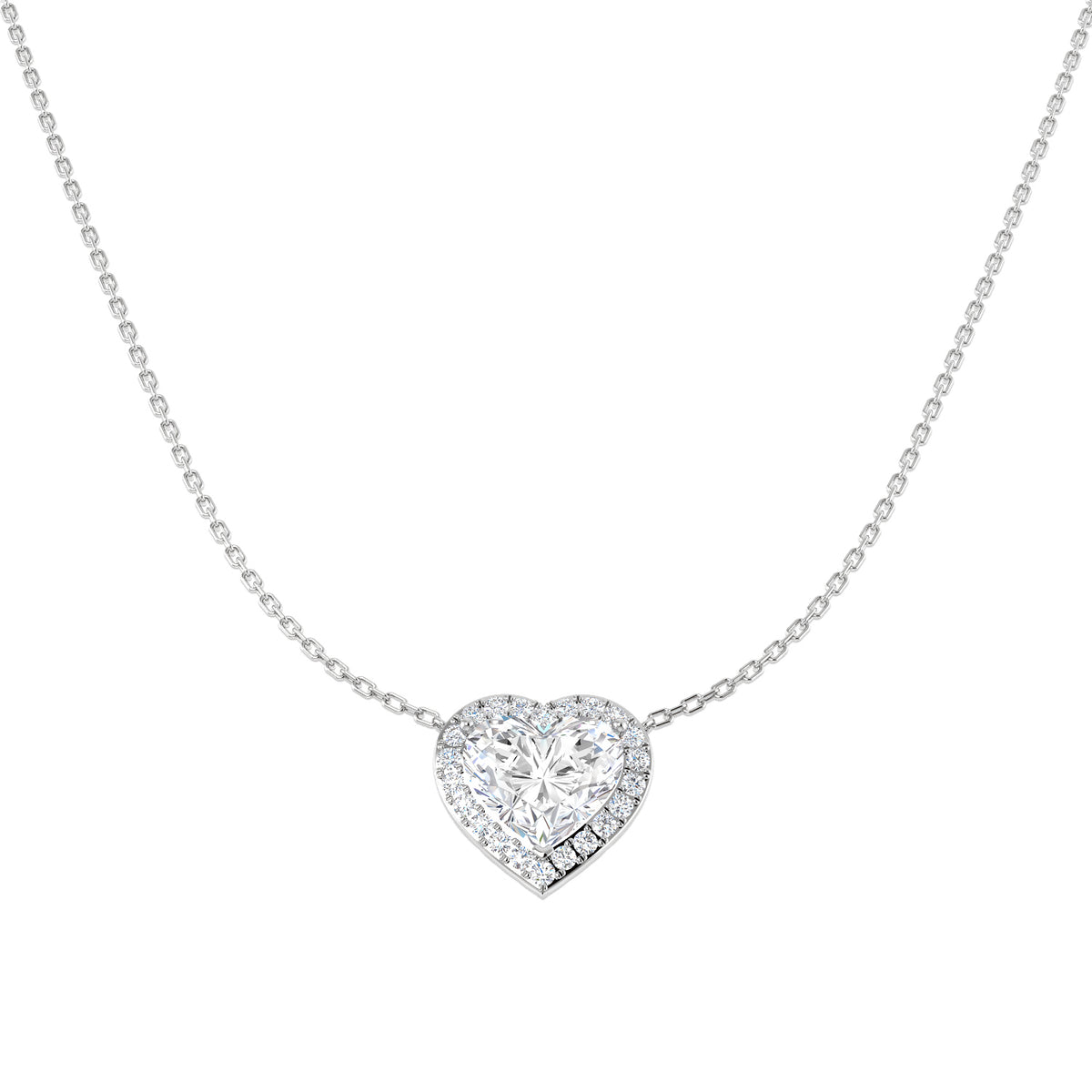 9ct White Gold Heart Lab Grown Diamond Necklace 1