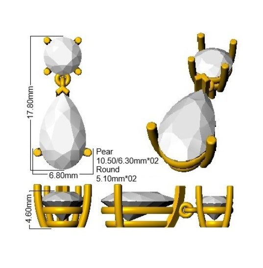9ct White Gold Pear Lab Grown Diamond Earrings 2