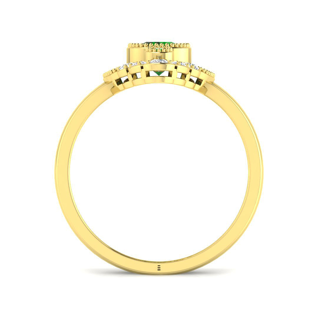 9ct Yellow Gold Round Emerald and Diamond Ring 2