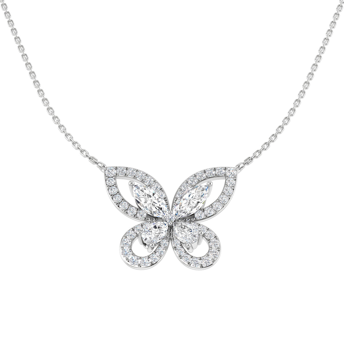 9ct White Gold Marquise and Pear Lab Grown Diamond Necklace 1
