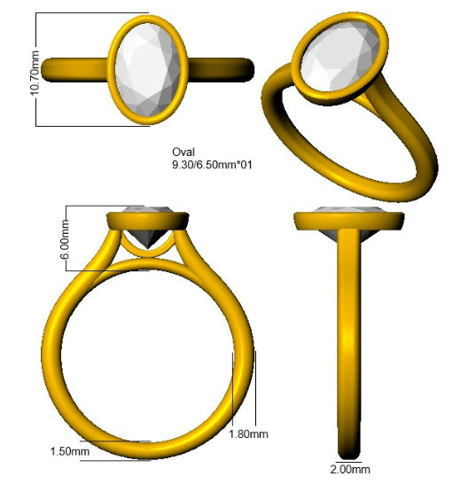 9ct Yellow Gold Oval Lab Grown Diamond Ring 3
