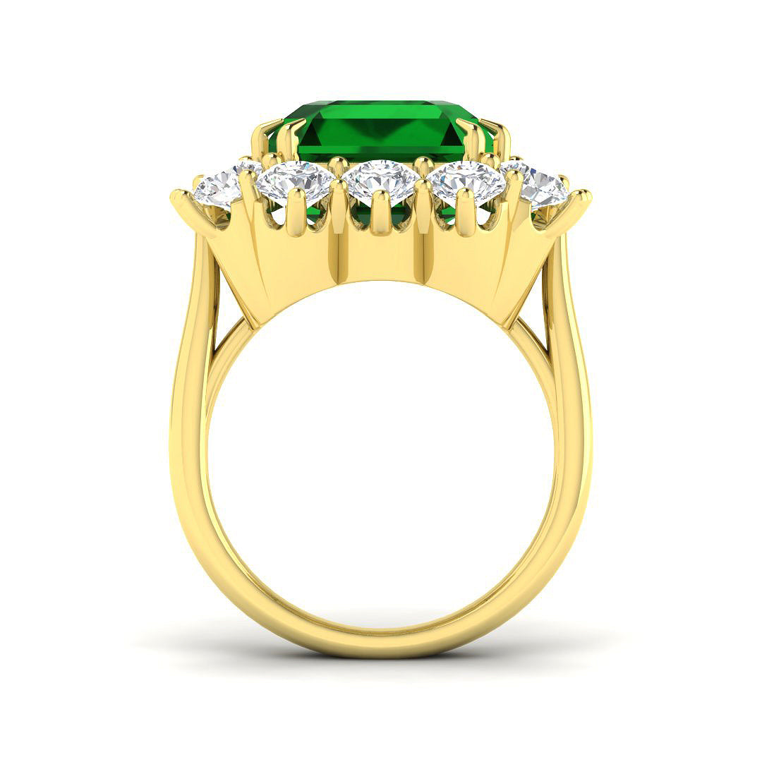 18ct Yellow Gold Emerald Cut Emerald and Diamond Ring 2
