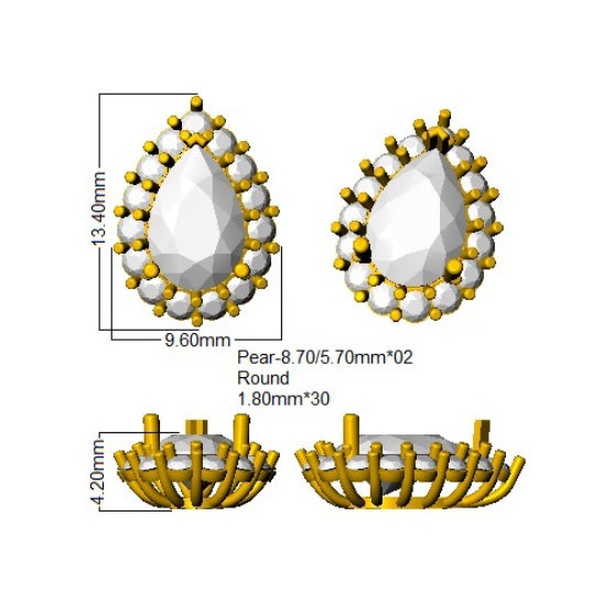 9ct Yellow Gold Pear Lab Grown Diamond Earrings 2