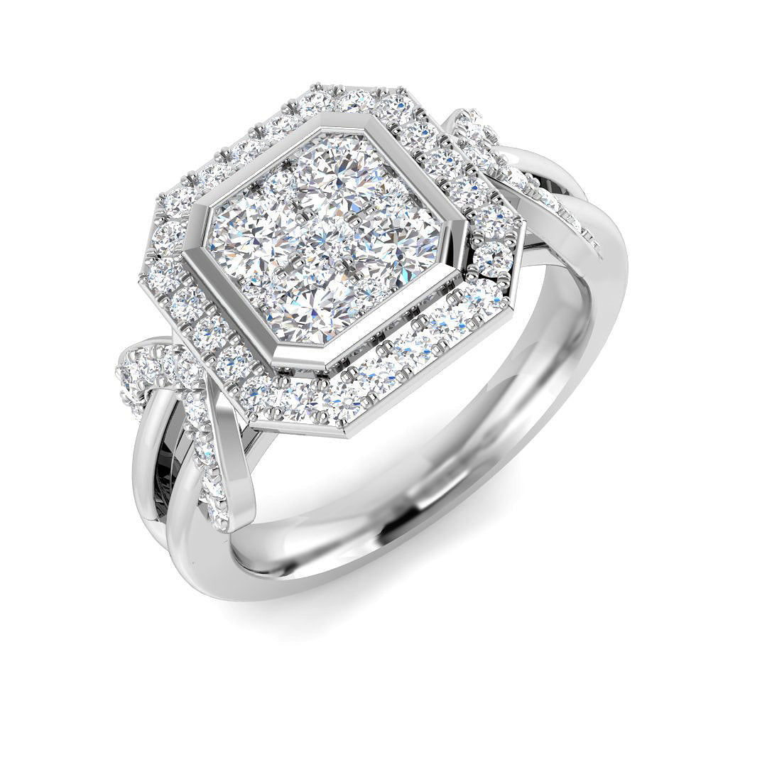 9ct White Gold Round Lab Grown Diamond Ring 1