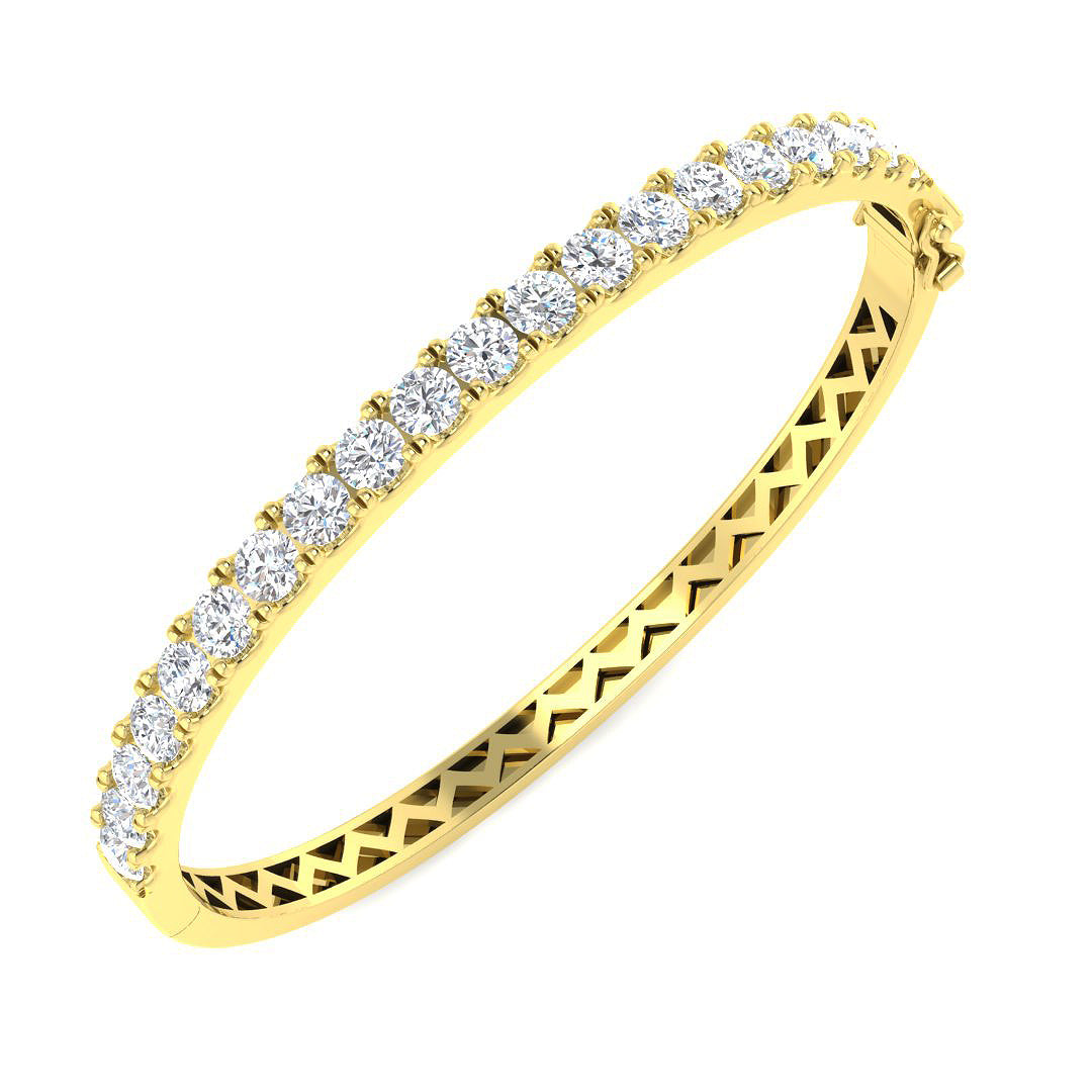 9ct Yellow Gold Round Lab Grown Diamond Bangle 1