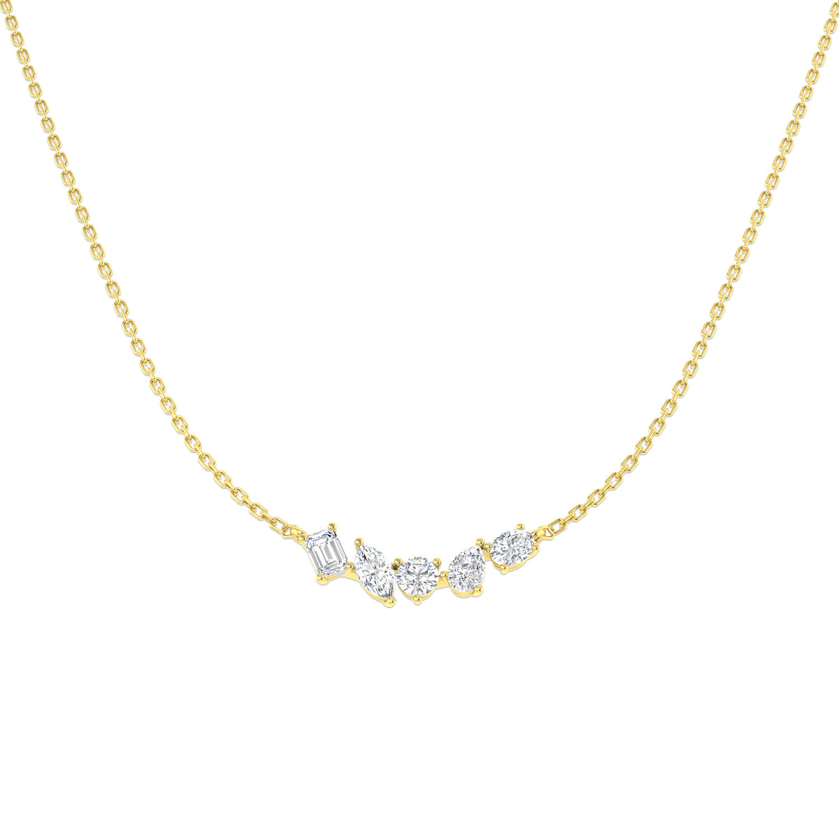 9ct Yellow Gold Emerald Cut and Marquise and Oval and Pear Lab Grown Diamond Necklace 1