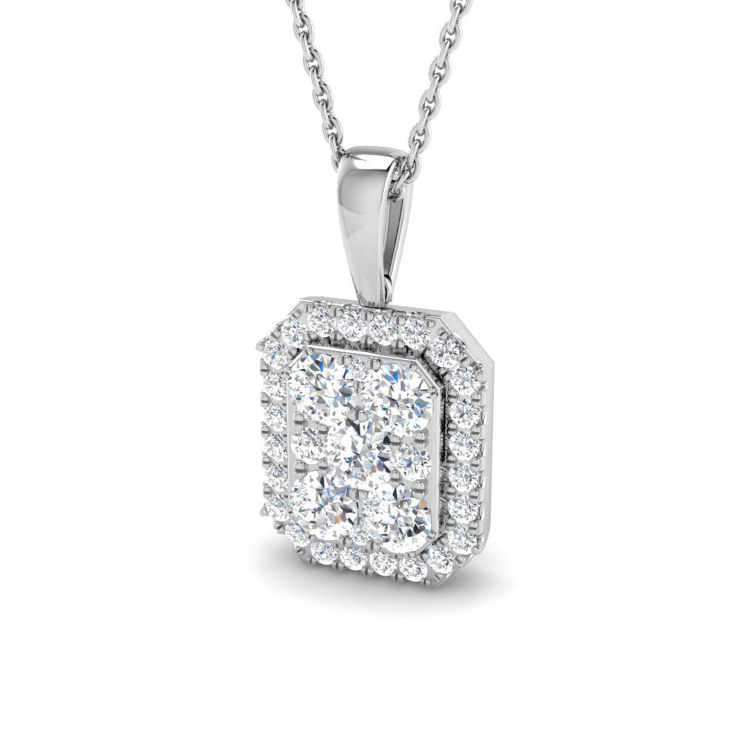 9ct White Gold Round Lab Grown Diamond Pendant 1