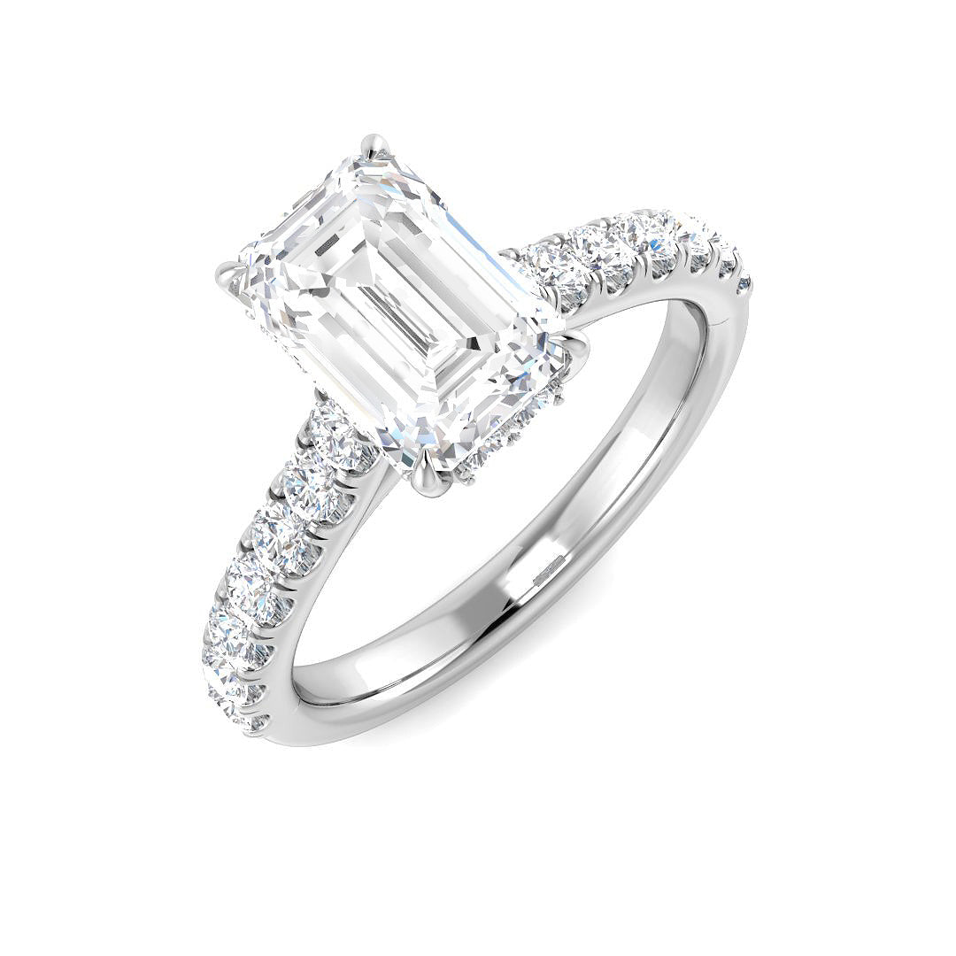 9ct White Gold Emerald Cut Lab Grown Diamond Ring 1