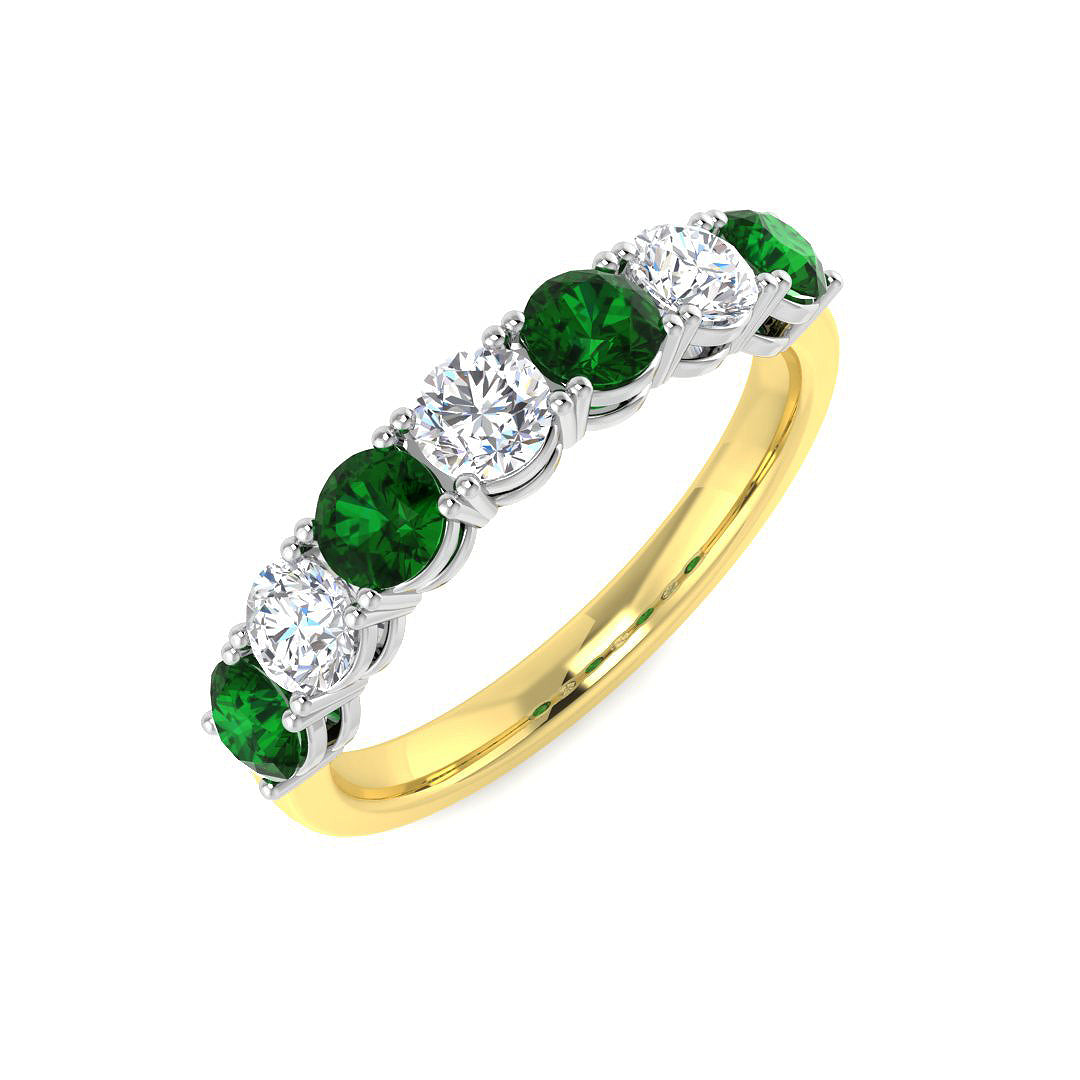 18ct Two Tone Round Emerald and Diamond Ring 1