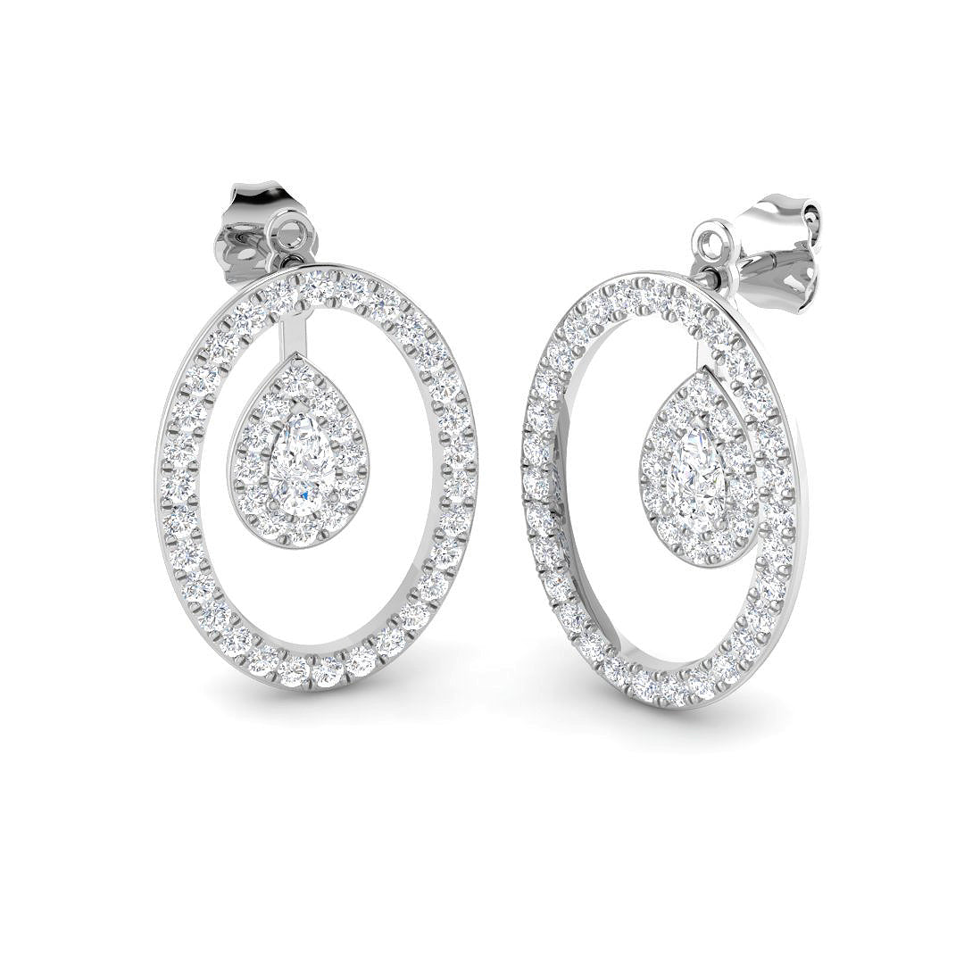 9ct White Gold Pear Lab Grown Diamond Earrings 1