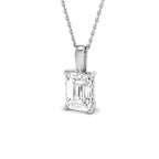 9ct White Gold Emerald Cut Lab Grown Diamond Pendant 1