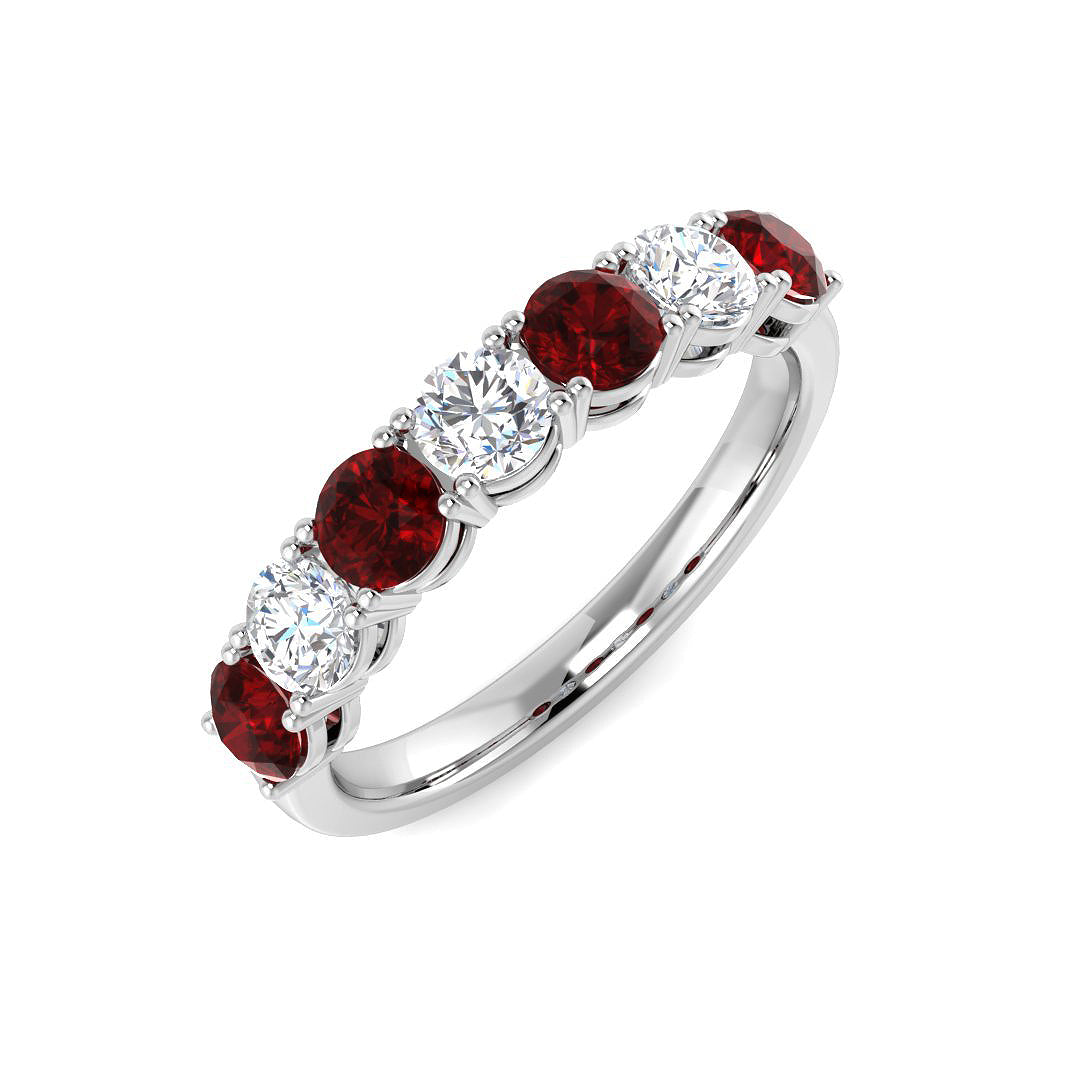 9ct White Gold Round Ruby and Diamond Ring 1