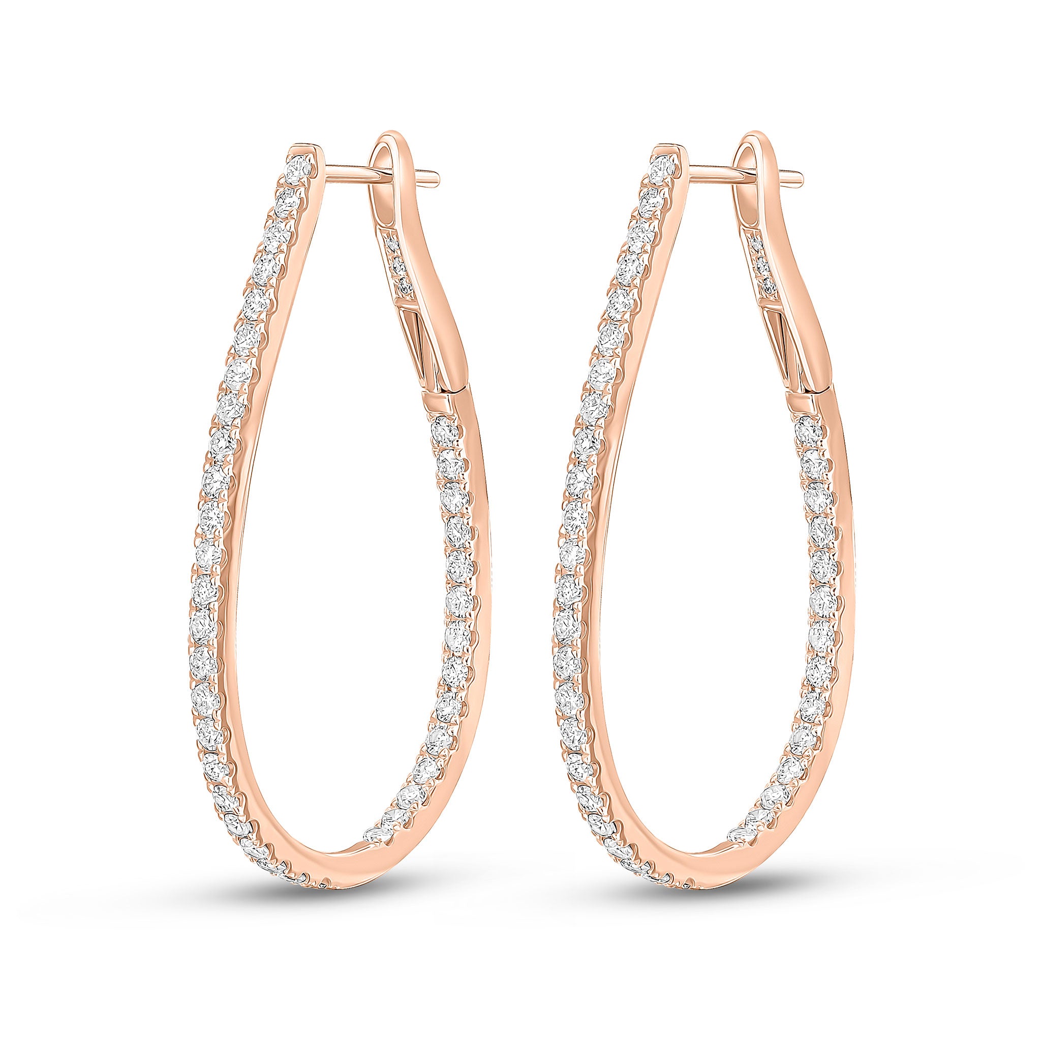 18rg Diamond Horseshoe Hoop Earrings