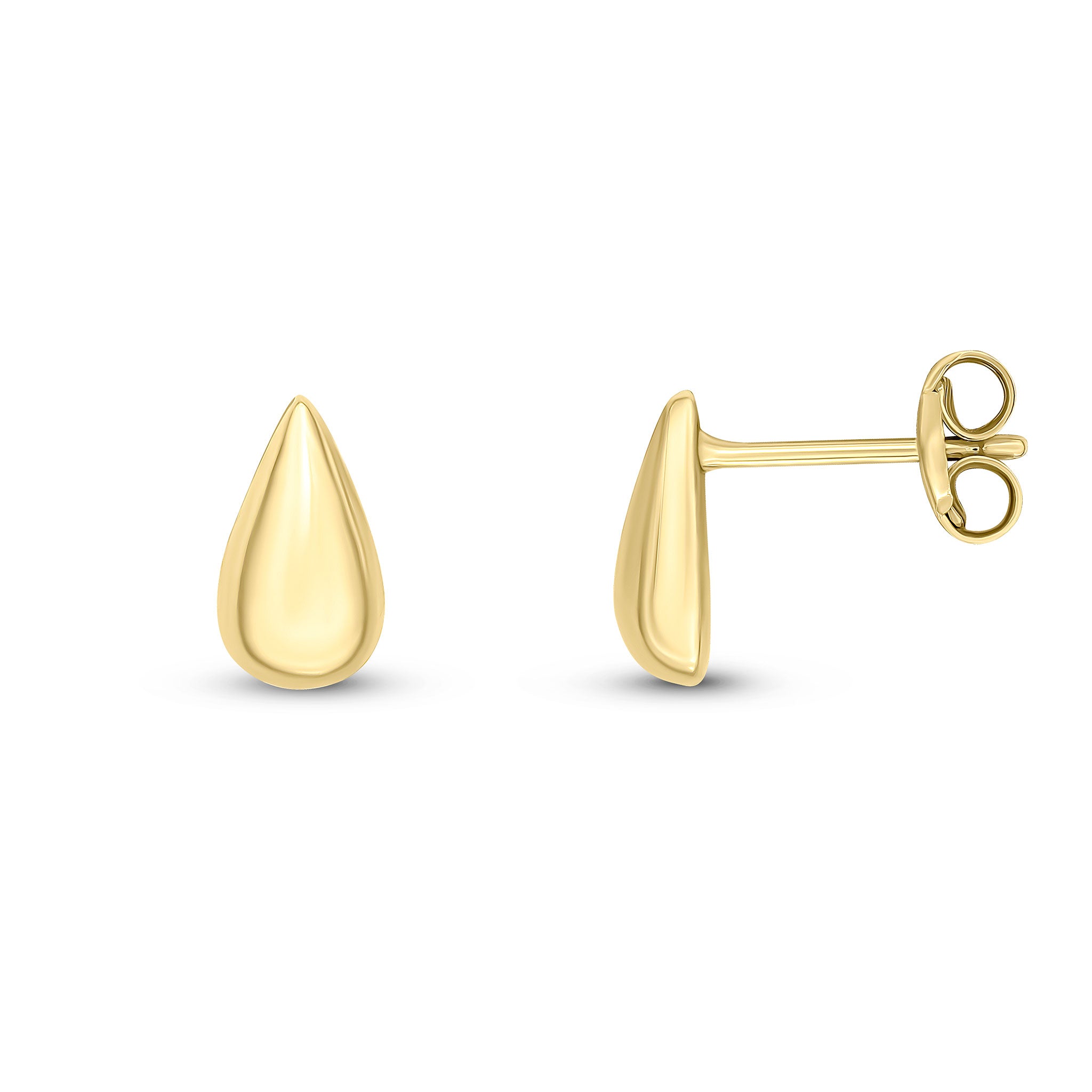 9ct Yellow Gold Polished Domed Pearshape Stud Earrings