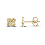 9ct Yellow Gold Diamond Cut Beaded Edge Clover Stud Earrings