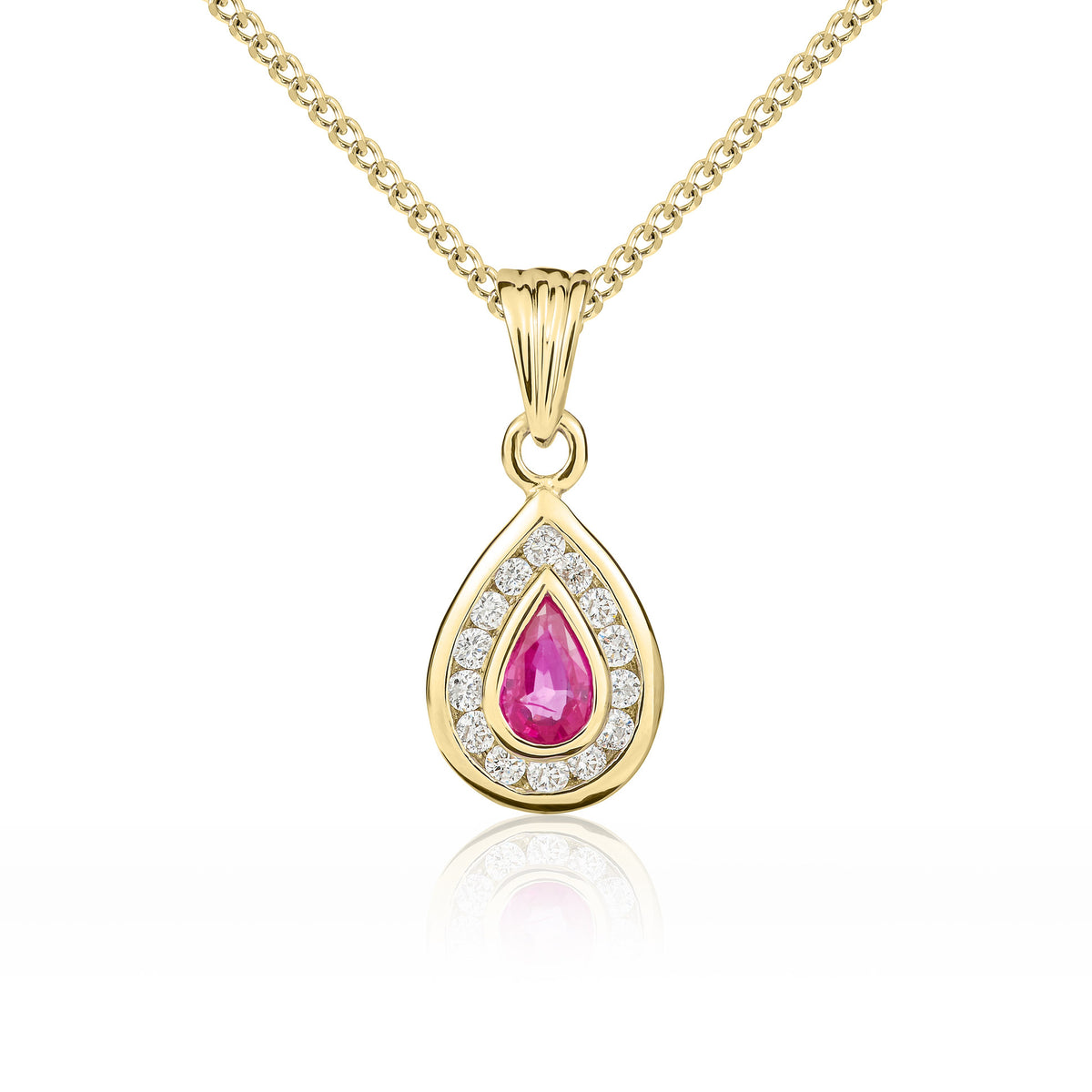 9ct Yellow Gold P S Ruby & Diamond Cluster Pdt