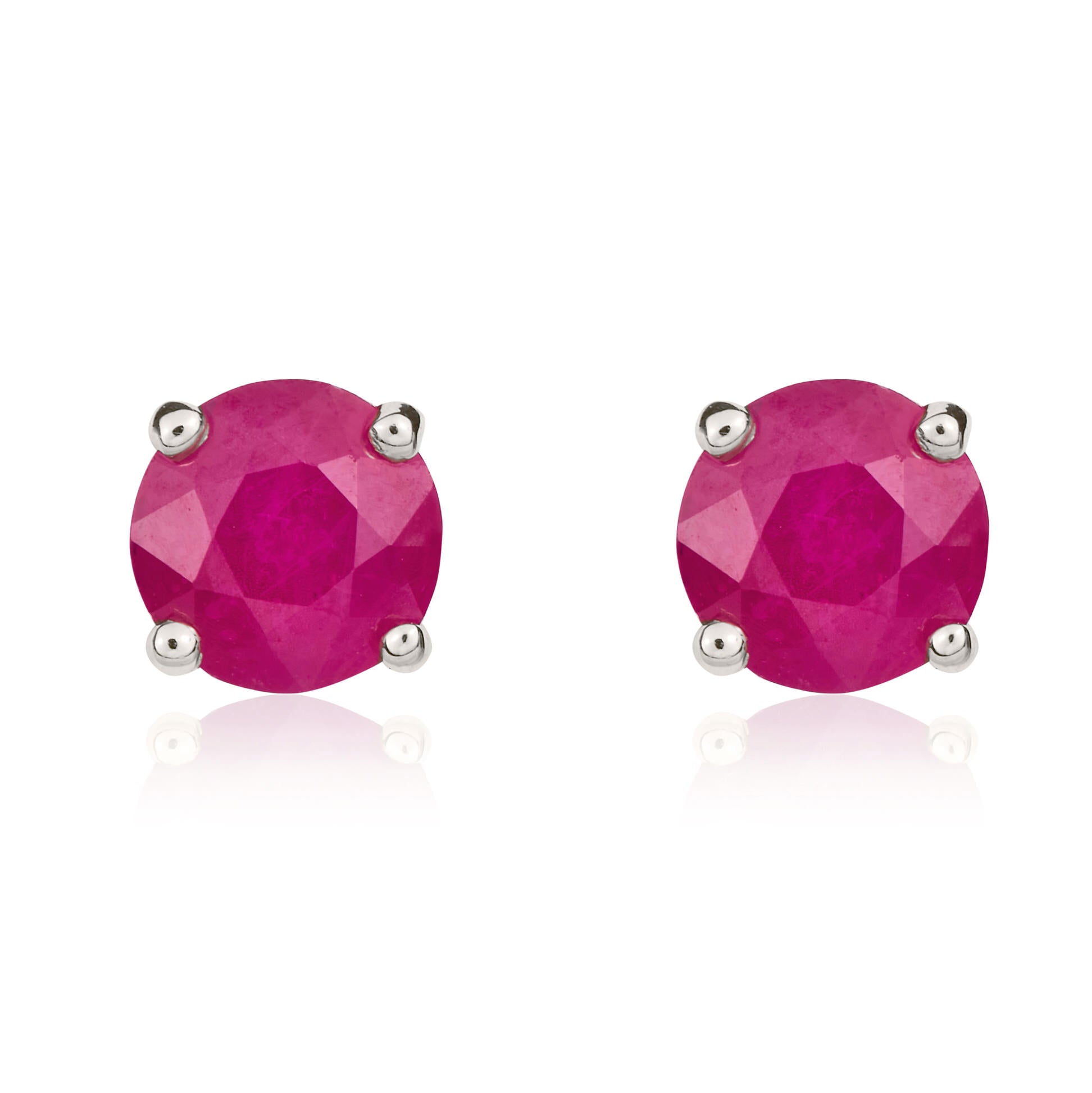 9ct white gold 5mm Round Ruby 4 Claw Stud Earrings