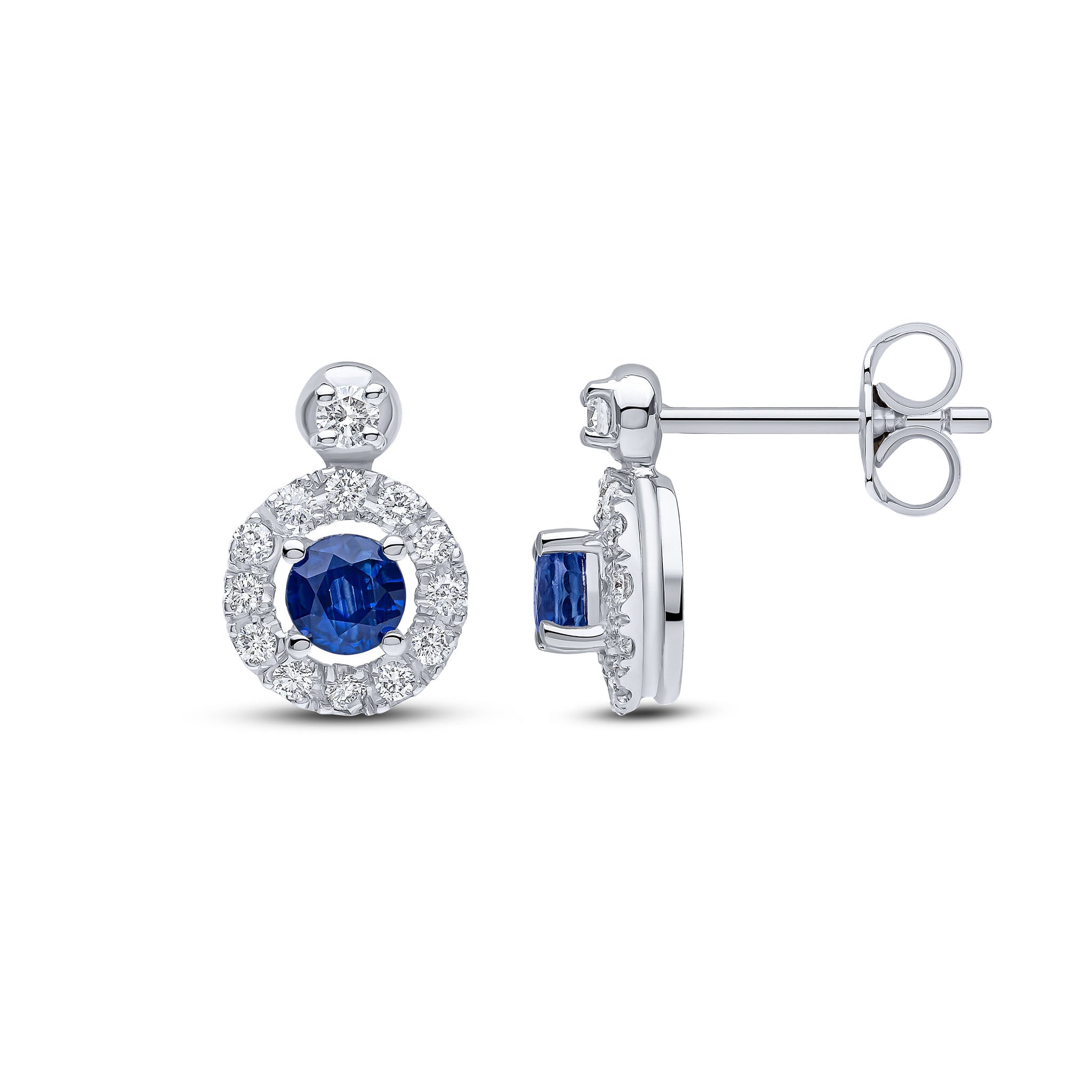 White Gold Sapphire (0.84) & Diamond (0.34 0.10) Earrings