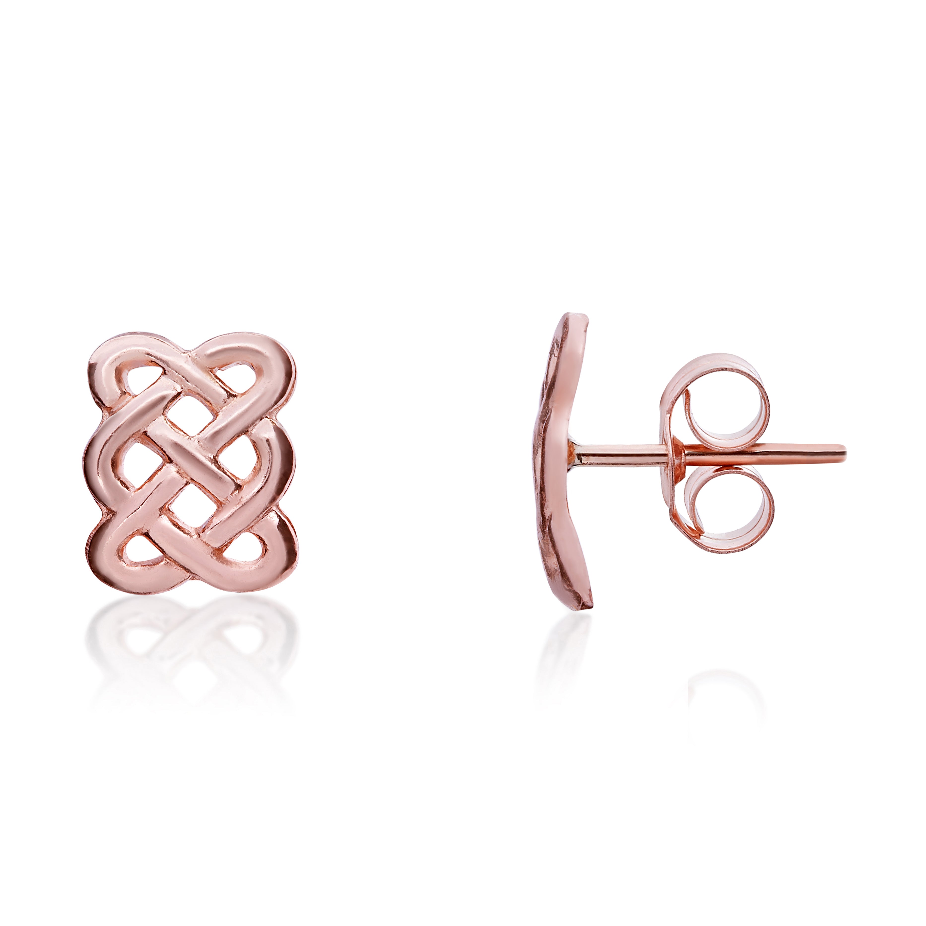 9ct Rose Gold Oblong Celtic Style Stud Earrings