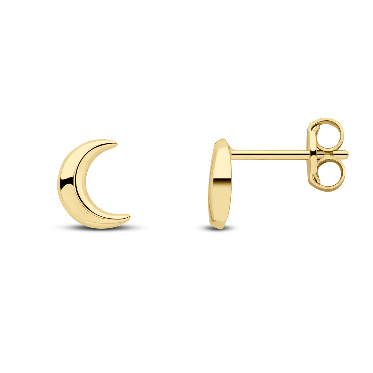 9ct Yellow Gold Polished Crescent Stud Earrings