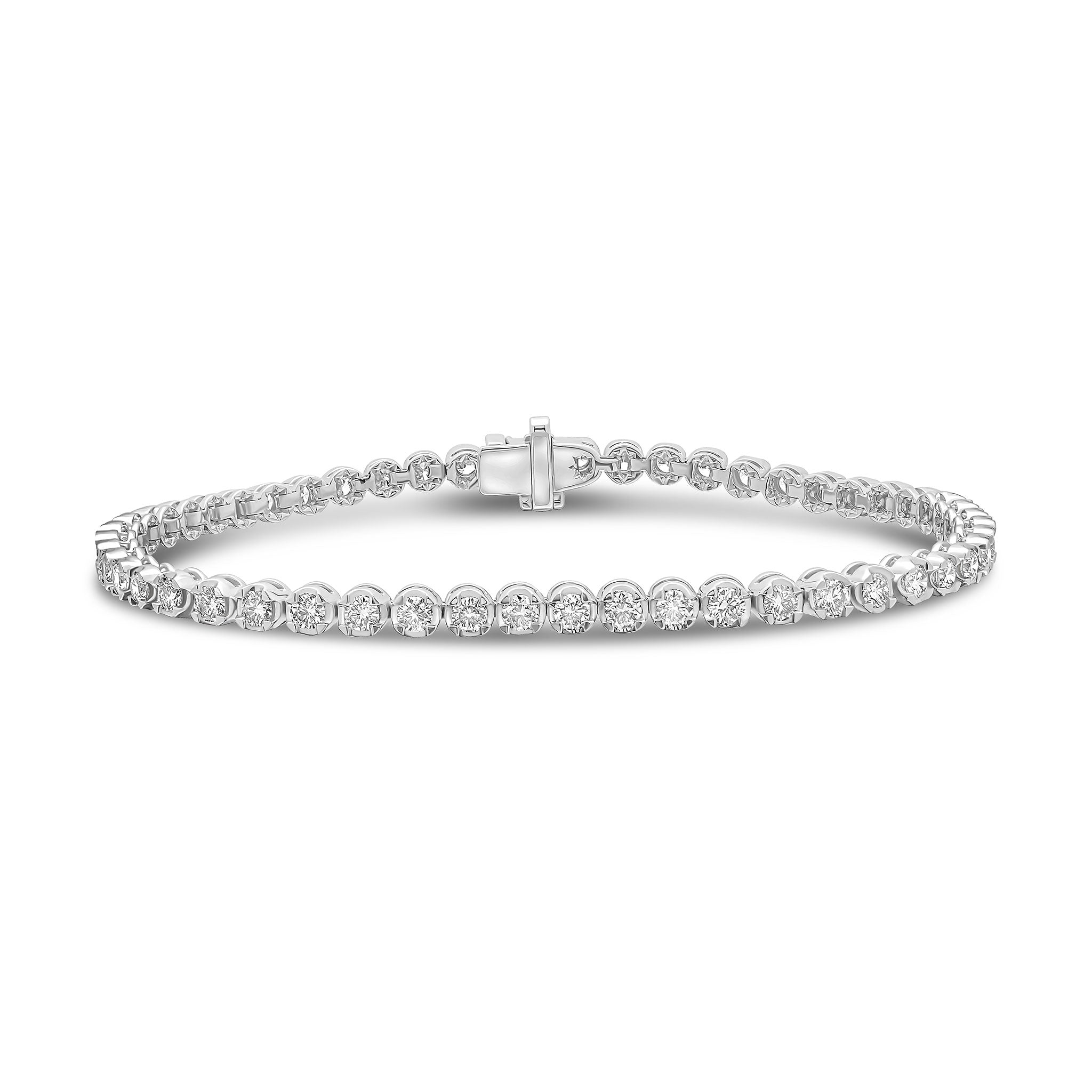 18ct White Gold Brilliant Cut Diamond Claw Set Line Bracelet 3ct