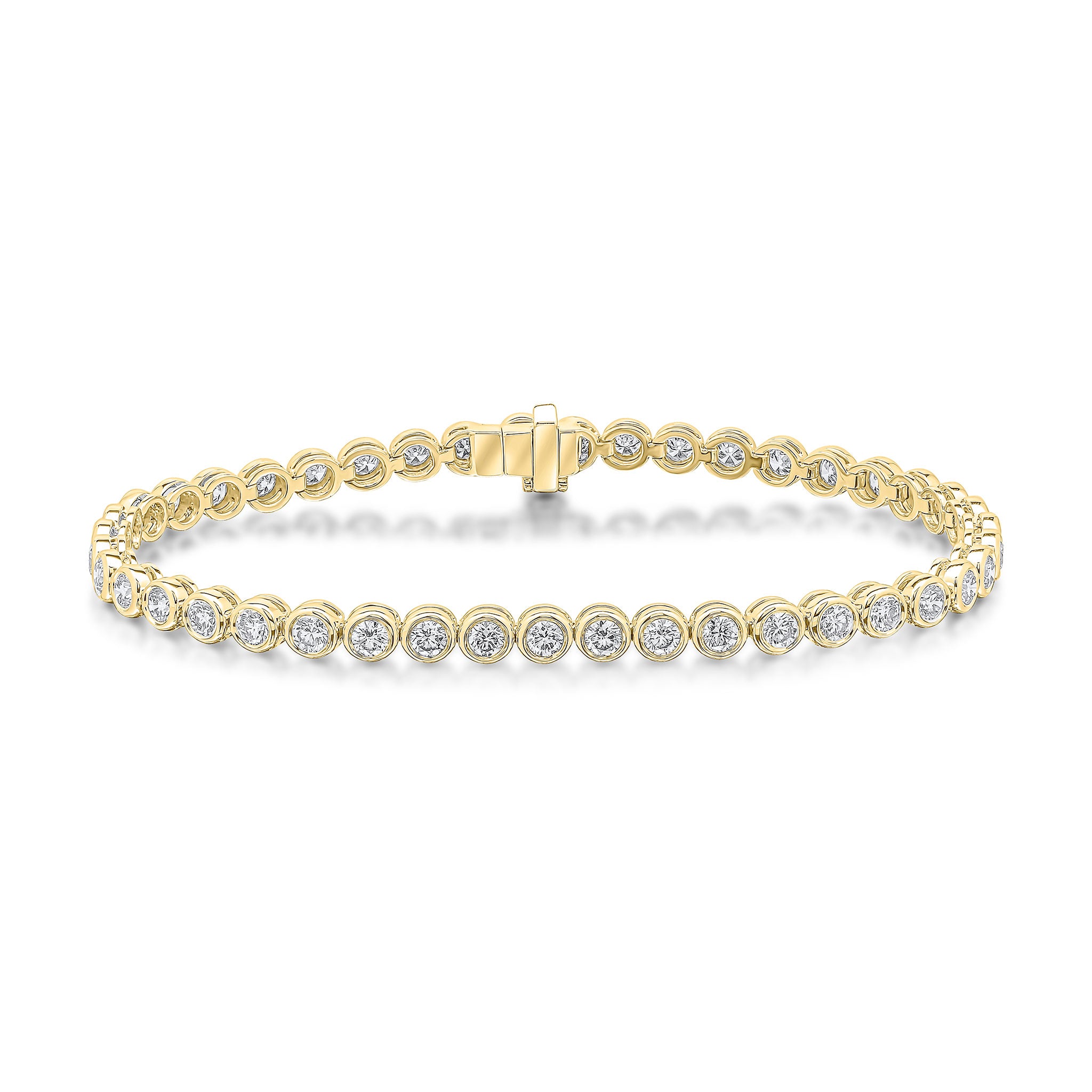 18ct Yellow Gold Brilliant Cut Diamond Rubover Line Bracelet 2ct