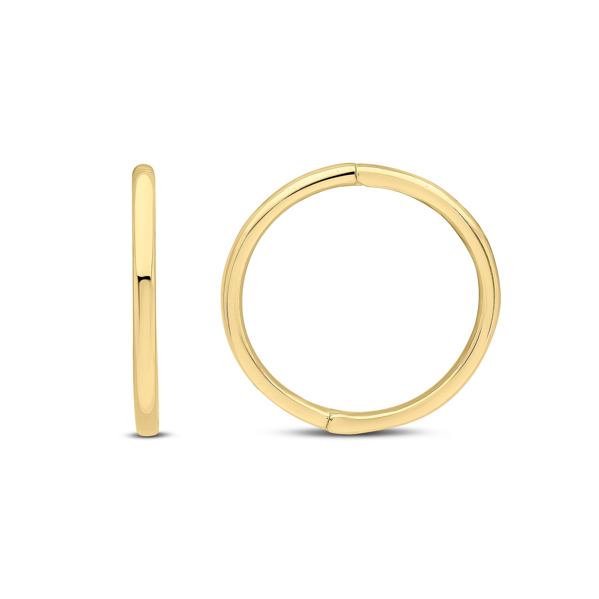 9ct Yellow Gold Hinged Sleeper Hoop Earrings 15mm Outer Diameter