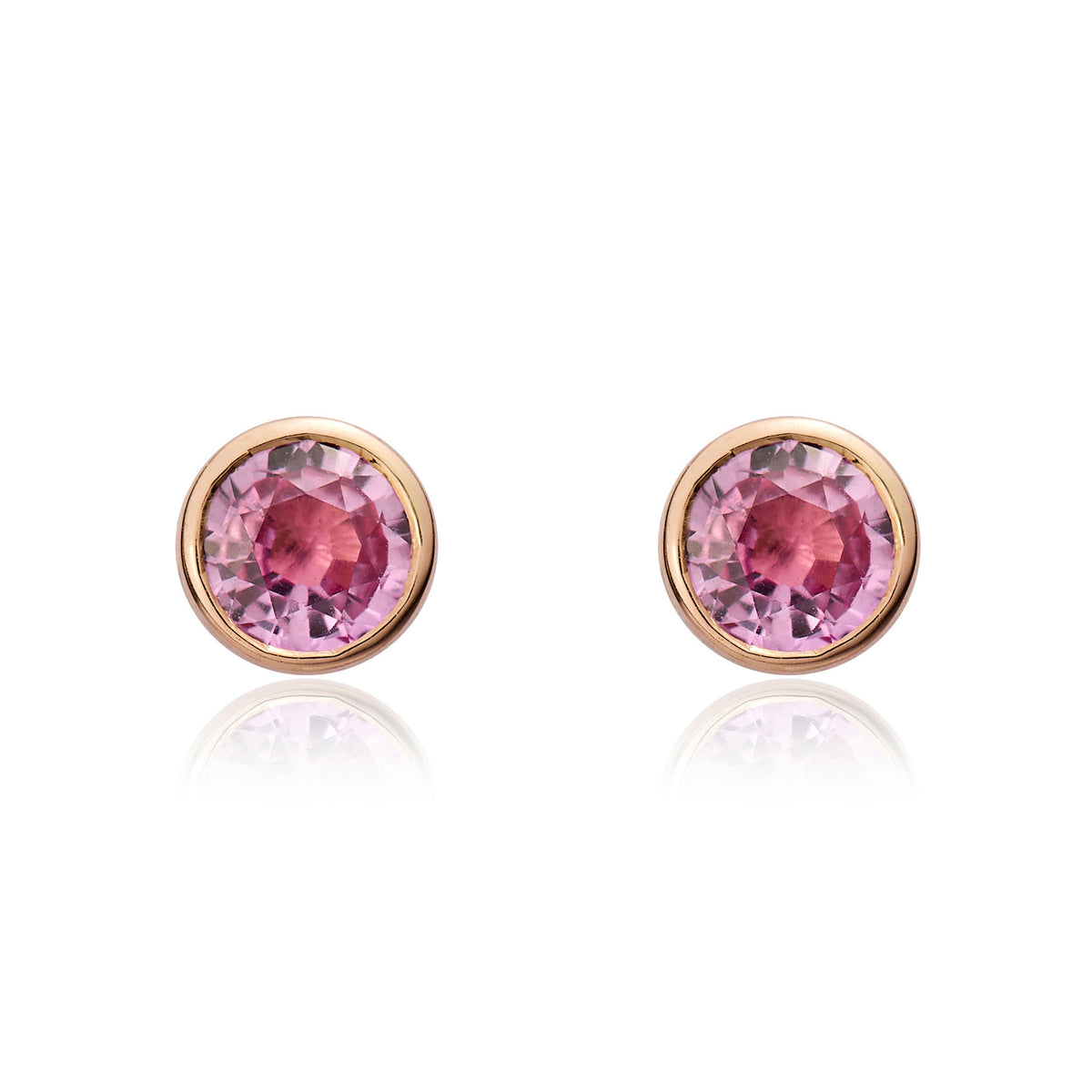 9ct Rose Gold 4mm Round Pink Sapphire Rubover Stud Earrings Stone Shortage So Can't Order