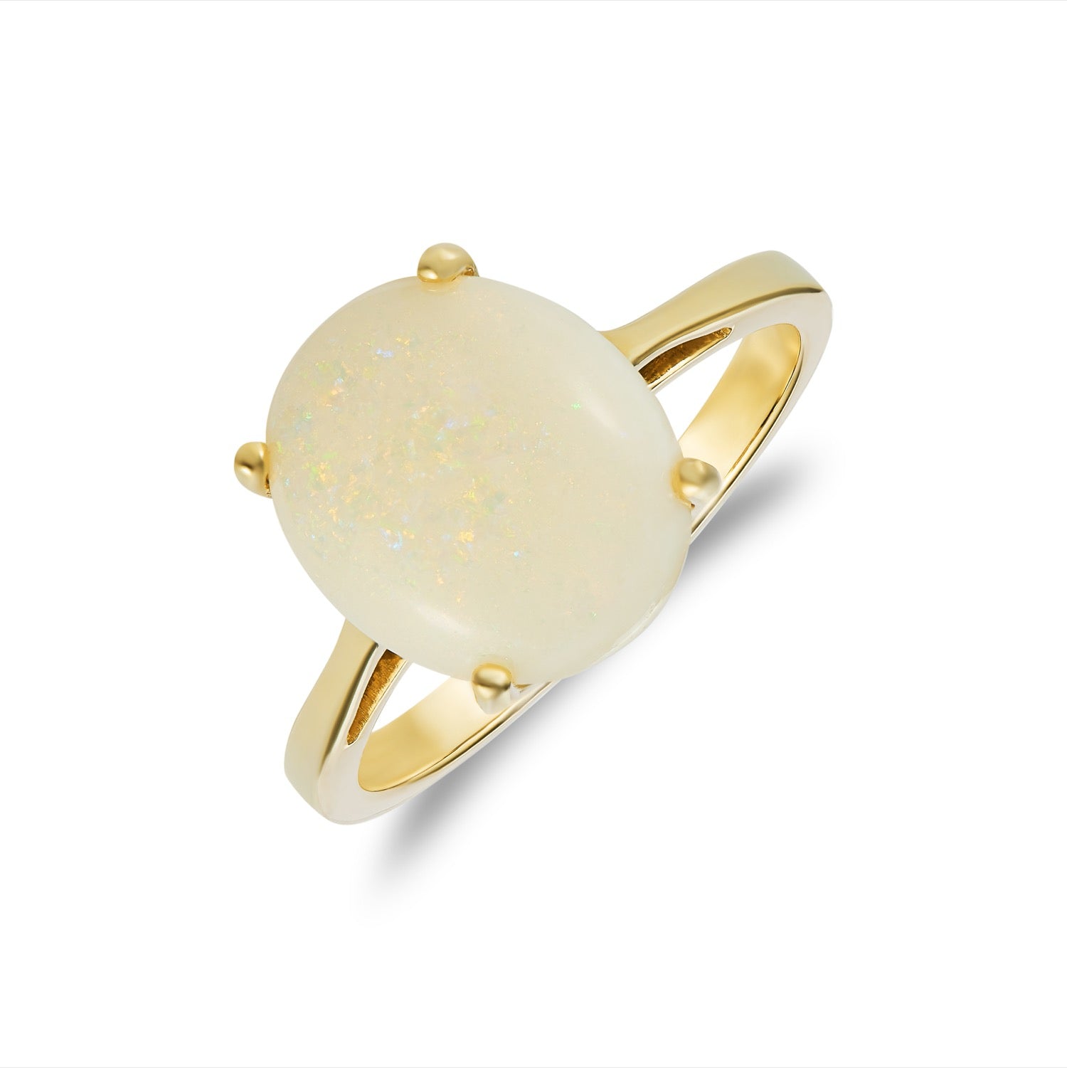 9ct Yellow Gold 12x10mm Oval Opal Claw Set Single Stone Ring