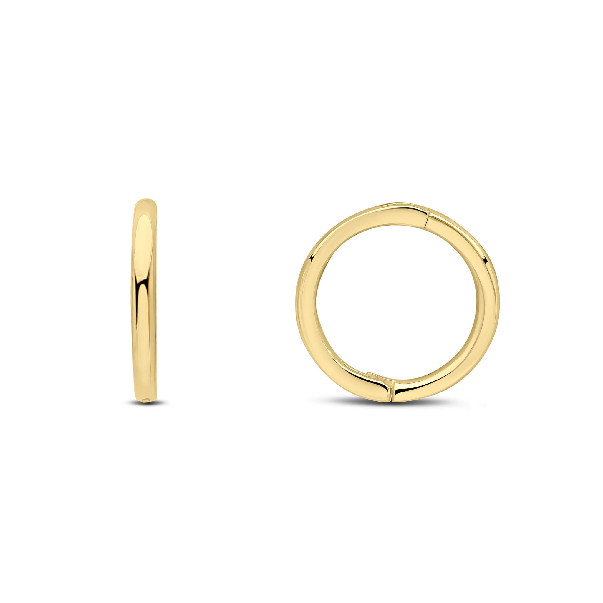 9ct yellow gold Hinged Sleeper Hoop Earrings. 10mm Outer Diameter