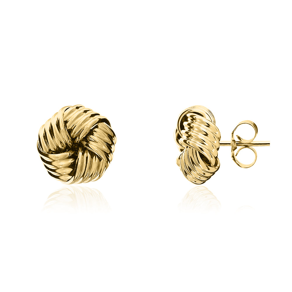 9ct Yellow Gold Ribbed Knot/Swirl Stud Earrings