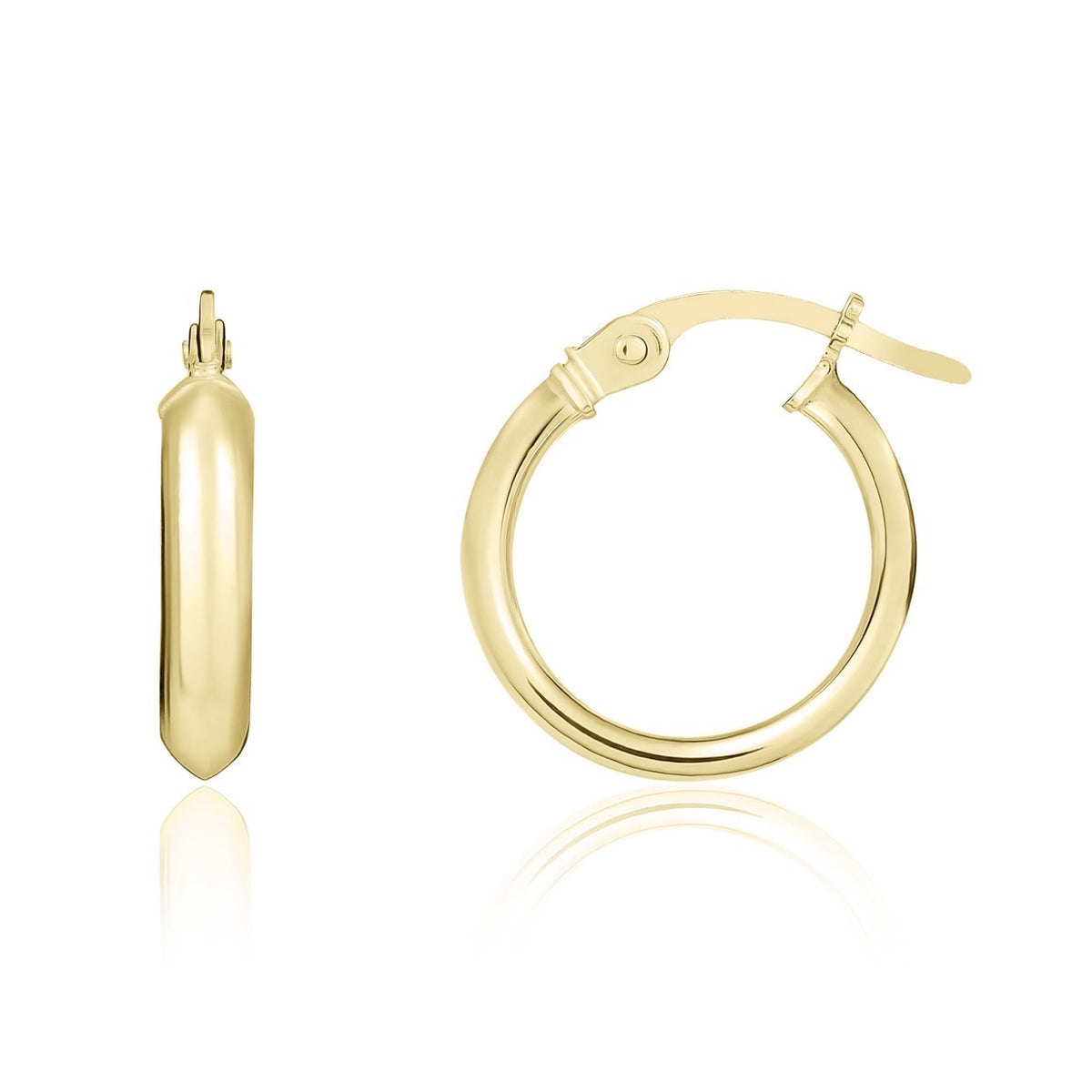 18ct Yellow Gold Round Pointed Edge Polished Hoop Earrings