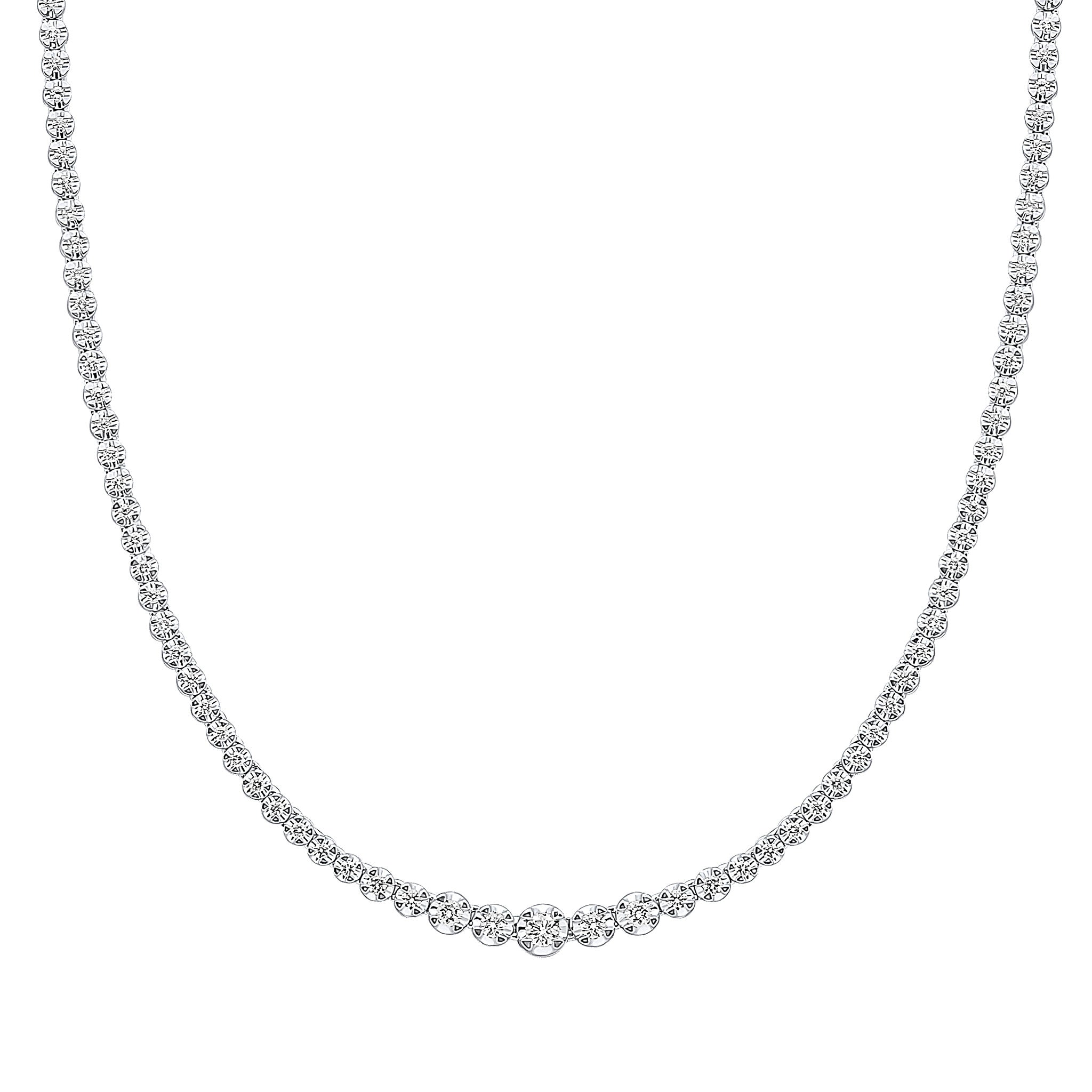 18ct White Gold Brilliant Cut Diamond Claw Set Line Necklace 2ct