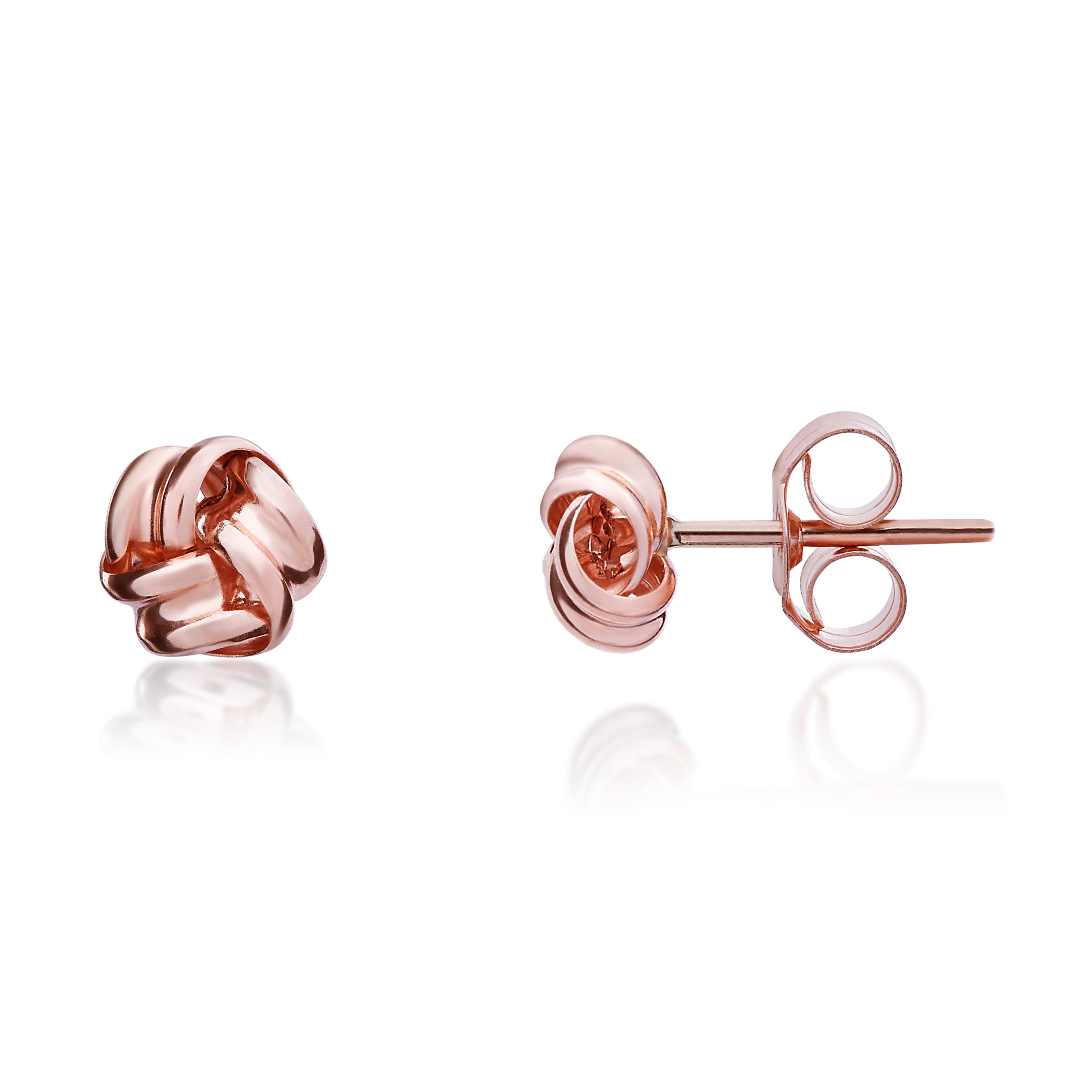 9ct Rose Gold Polished Small Ribbon Knot Stud Earrings