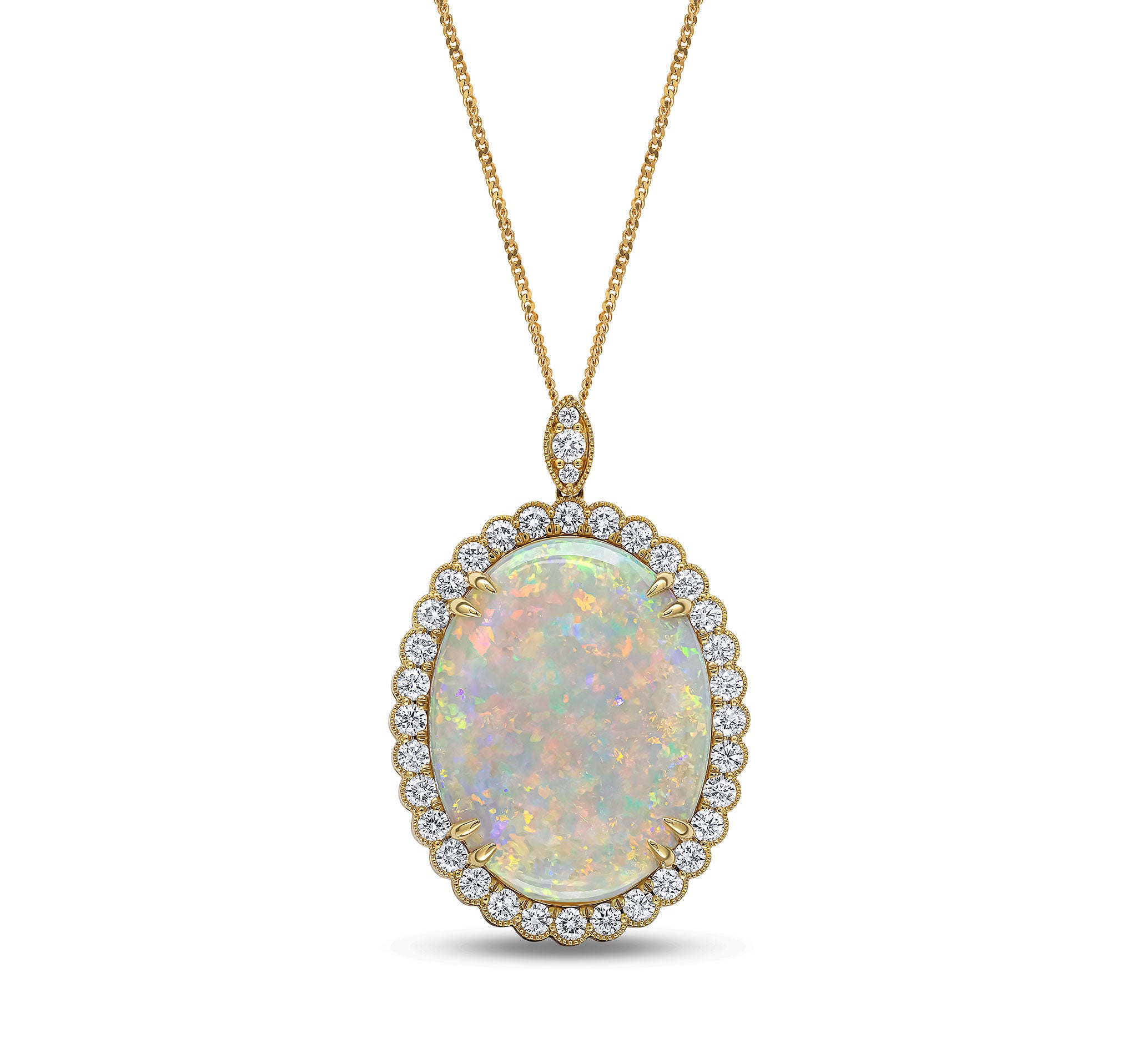 18yg Oval Opal & Diamond Cluster Pen
