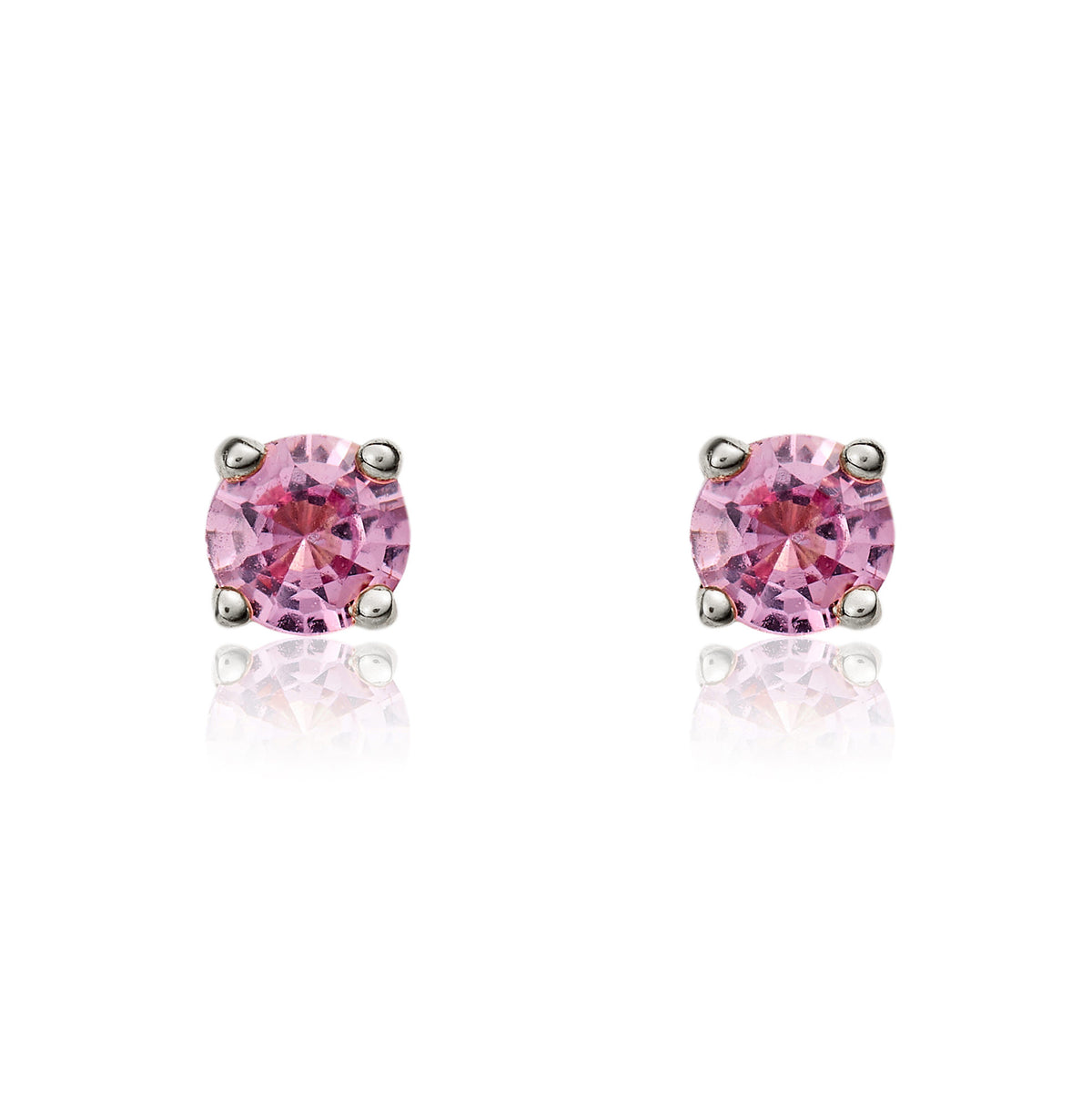9ct White Gold 4mm Round Pink Sapphire 4 Claw Earrings Stone Shortage So Can't Order