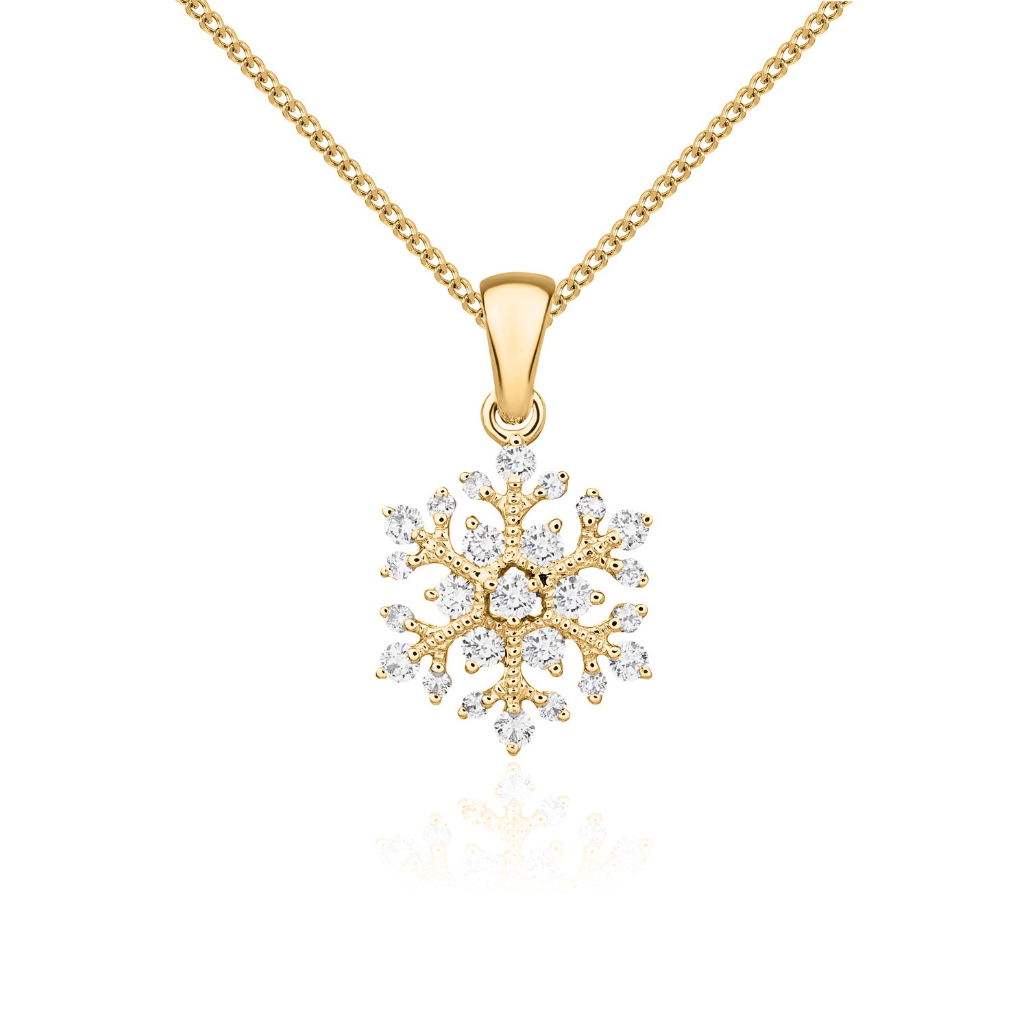 18ct Yellow Gold Diamond Set Snowflake Pendant