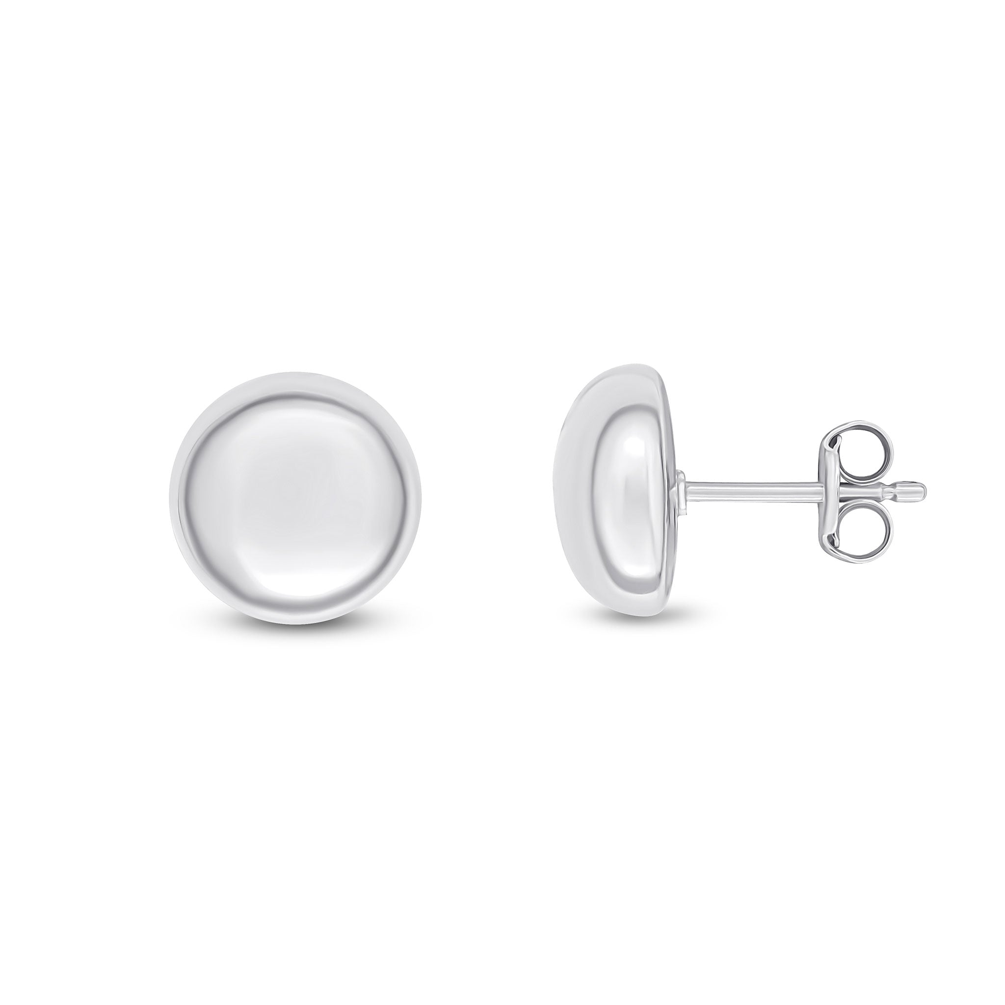 18ct White Gold 10mm Polished Button Studs